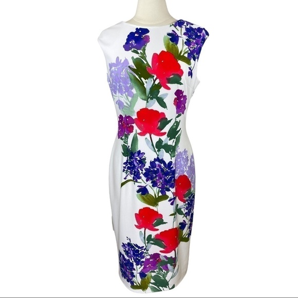 NEW Vibrant Floral Sheath Dress Size 10 - Picture 3 of 5